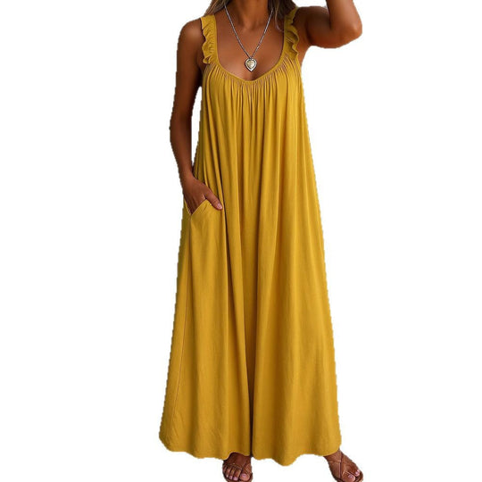 Damen Maxi-Kleid mit trägerloser Passform und luftiger Silhouette