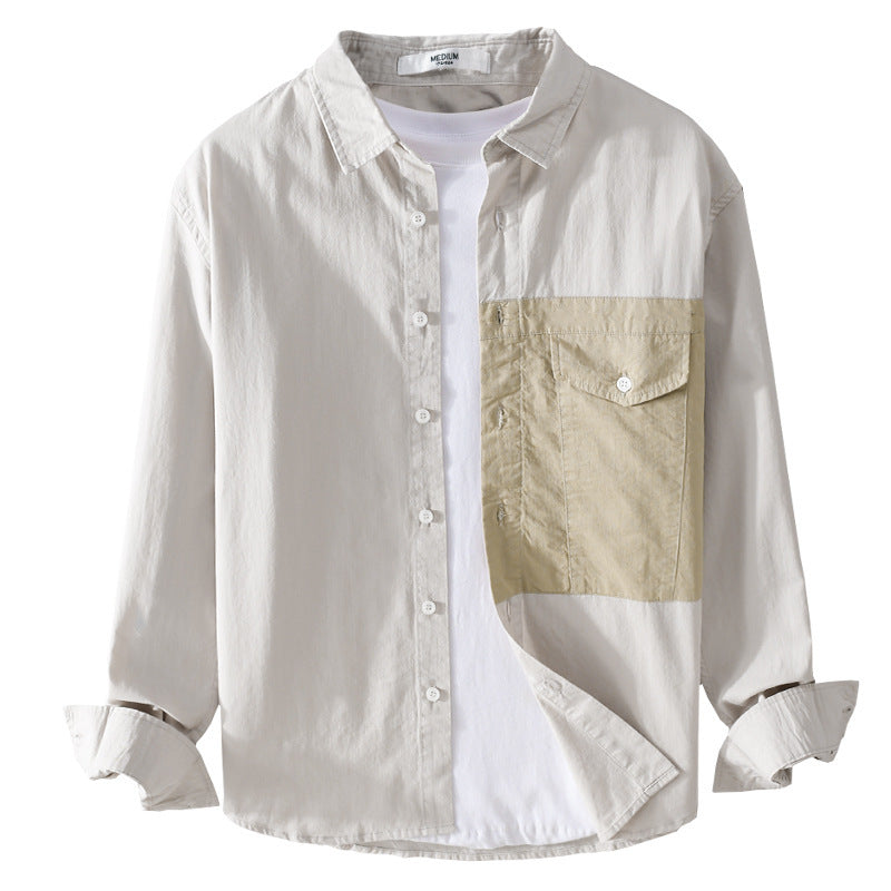 Herren Kontrast-Brusttaschen-Overshirt aus leichter Baumwollmischung mit Relaxed‑Fit Nord Taschen