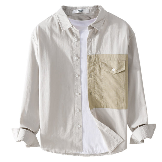 Herren Kontrast-Brusttaschen-Overshirt aus leichter Baumwollmischung mit Relaxed‑Fit Nord Taschen
