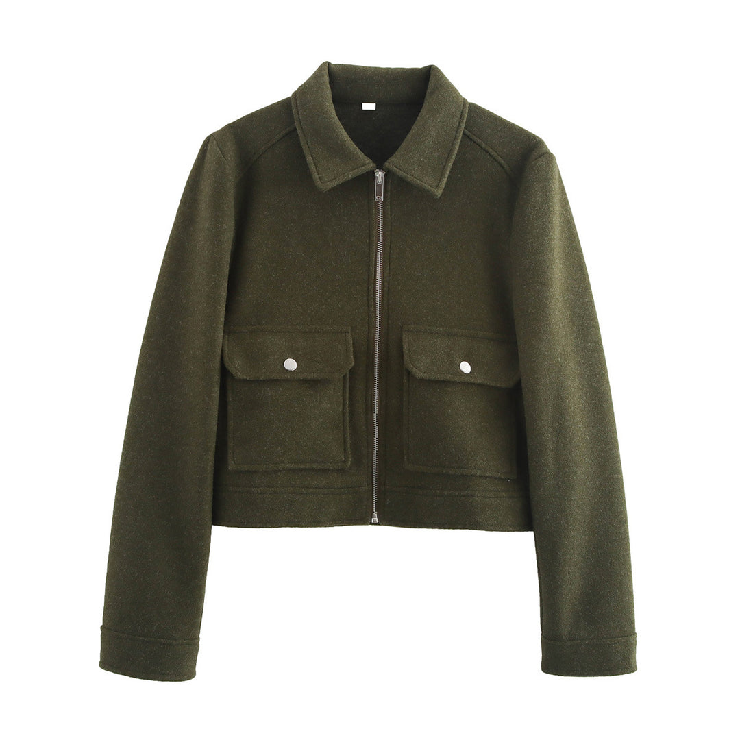 Damen 70+ kurze Wollmix‑Blousonjacke mit Reißverschluss, Hemdkragen und Pattentaschen Nord Taschen