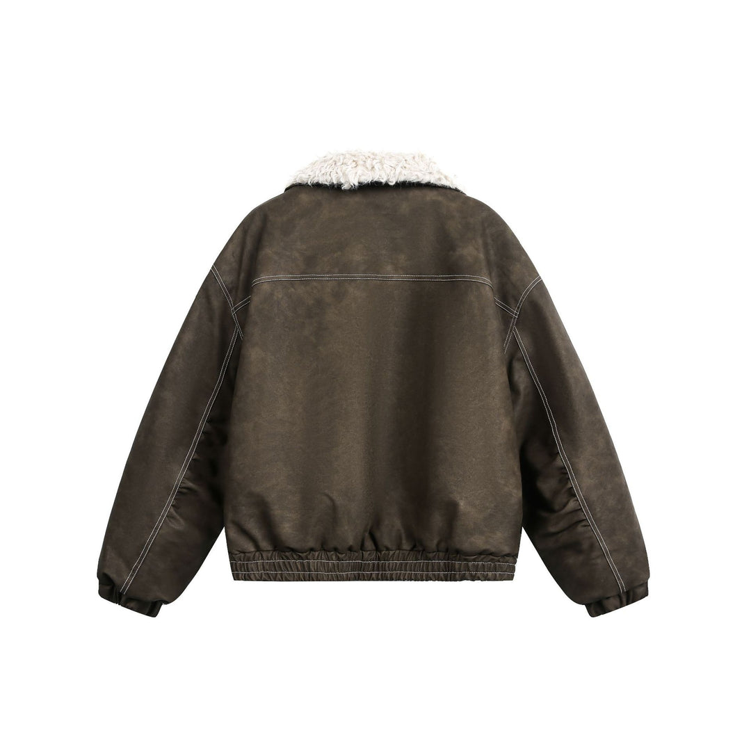 Herren Boxy Veloursleder‑Optik Blouson mit Teddyfutter und hohem Kragen Nord Taschen