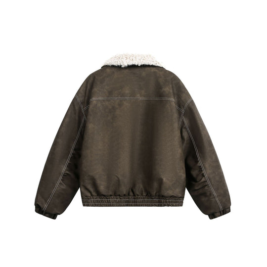 Herren Boxy Veloursleder‑Optik Blouson mit Teddyfutter und hohem Kragen Nord Taschen
