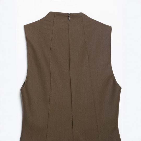 Damen Ärmelloses Pinafore‑Kleid mit doppelreihiger Knopfleiste und taillierter Passform Nord Taschen