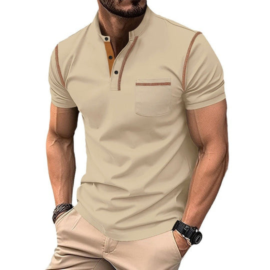 Herren shirt mit modernem Henley-Kragen und praktischen Brusttasche Nord Taschen
