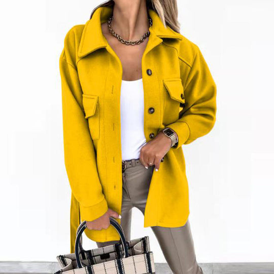 Damen Oversize-Hemdenjacke mit aufgesetzten Klappentaschen Nord Taschen