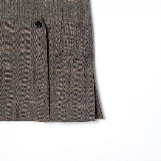 Damen Oversize Wollmix-Blazer mit Glencheck und Ein-Knopf-Verschluss Nord Taschen