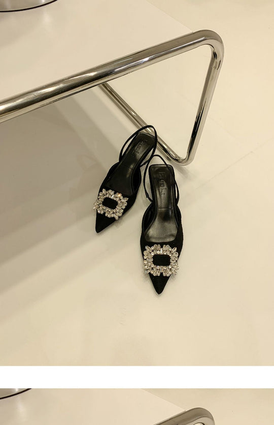 Damen Slingback-Pumps mit glänzenden Zierstein-Applikationen Nord Taschen