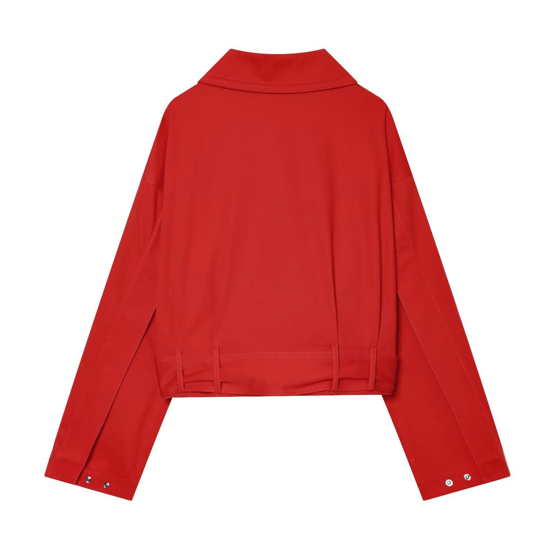 Damen Cropped Trenchjacke mit Taillenbindegürtel und kastiger Silhouette Nord Taschen