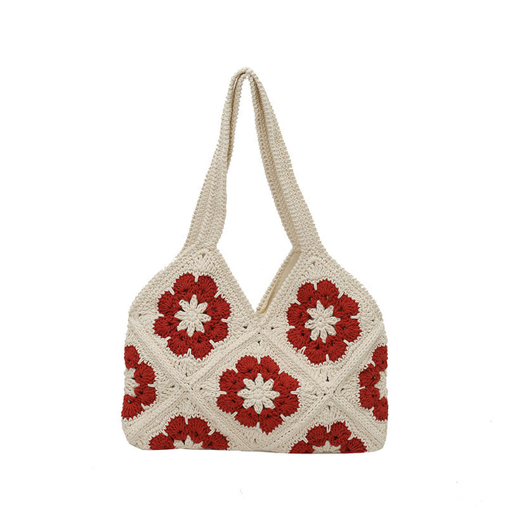 Damen Häkelhandtasche mit floralen Applikationen und großzügigem Innenraum Nord Taschen
