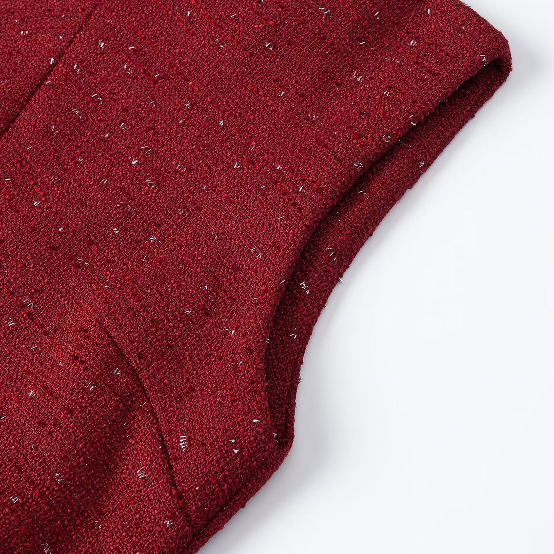 Damen Ärmelloses Tweed-Midikleid mit taillierten Seitenbahnen Nord Taschen