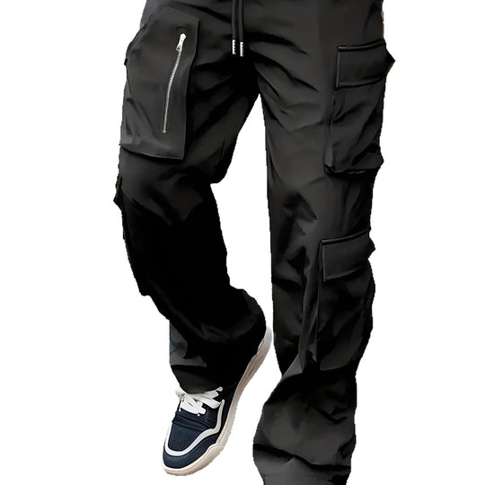 Herren Multifunktionale Cargohose mit großen Klapp‑ und Reißverschlusstaschen sowie Kordelzug Nord Taschen
