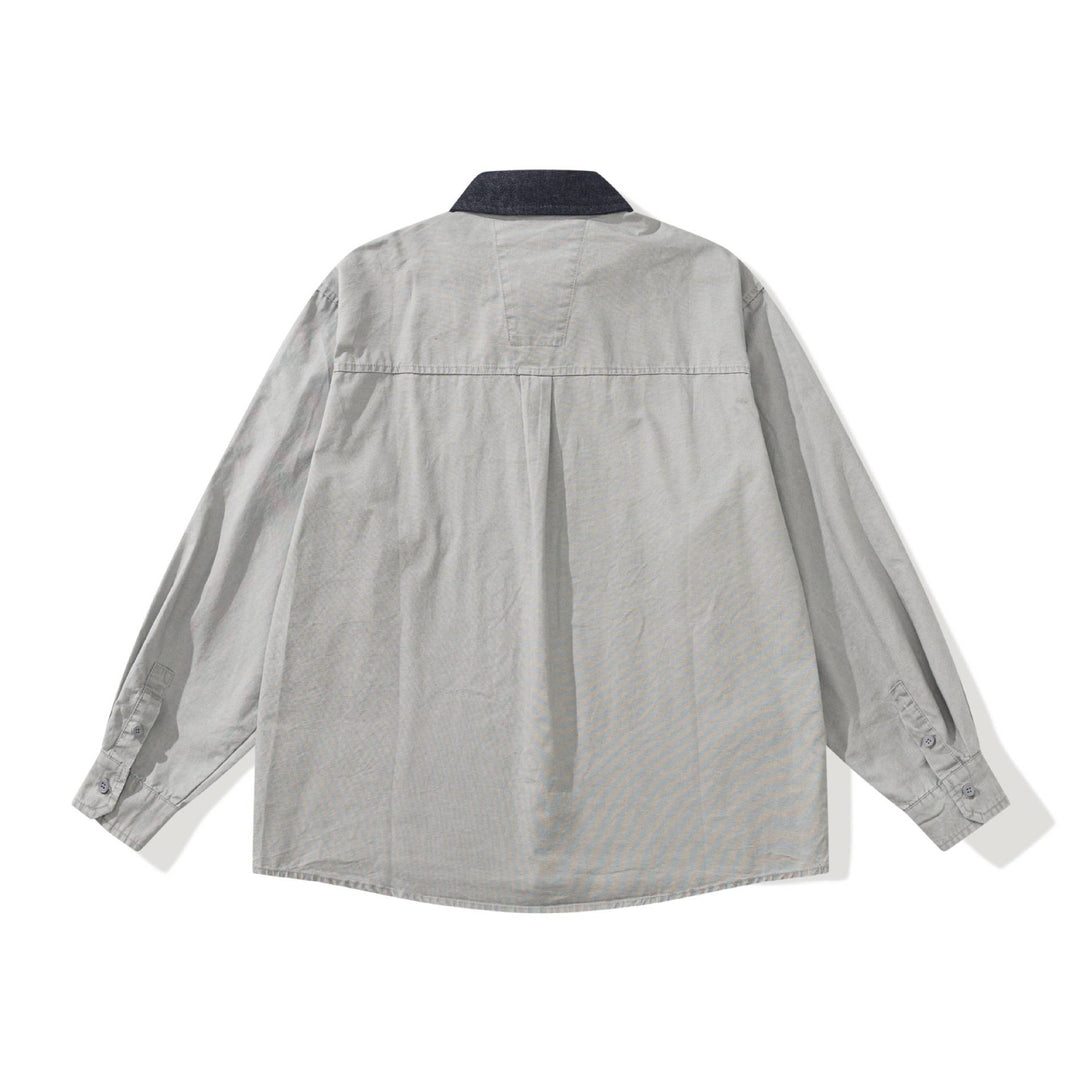 Herren Oversize‑Hemdjacke mit kontrastierendem Cordkragen und dekorativer Brusttasche Nord Taschen