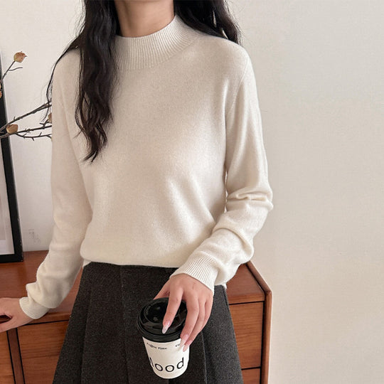 Damen Feiner Feinstrick-Pullover mit kurzem Stehkragen und Kaschmir-Optik Nord Taschen