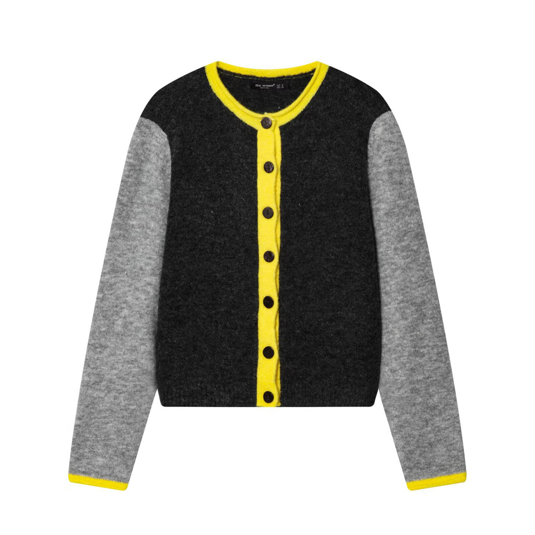 Damen Cardigan mit kontrastfarbener Knopfleiste und zweifarbigen Ärmeln Nord Taschen