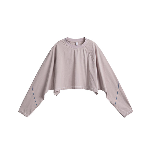 Damen Kurz geschnittenes Oversize Cropped-Sweatshirt mit Fledermausärmeln Nord Taschen