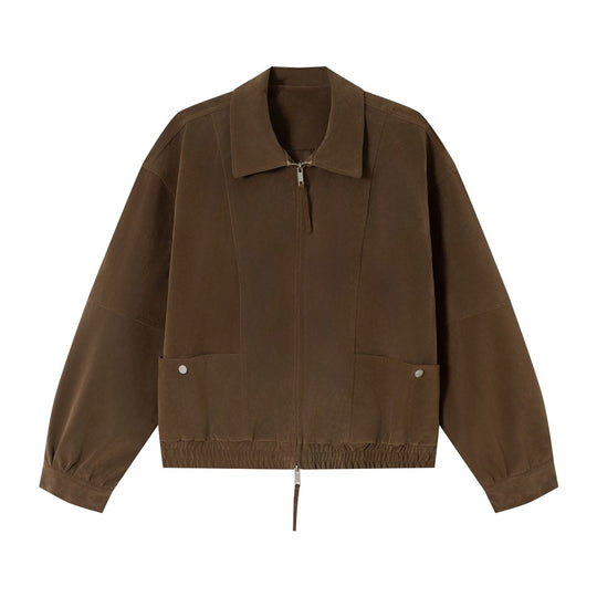 Herren Boxy-Veloursblouson mit Hemdkragen und elastischem Saum Nord Taschen
