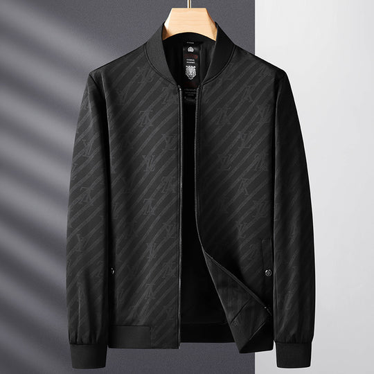 Herren Slim-Fit Jacquard-Bomberjacke mit tonalem Muster, Reißverschluss und Rippbündchen Nord Taschen