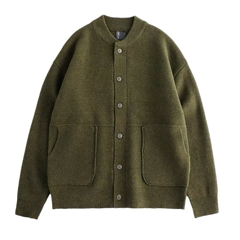 Herren Gemütliche Strickjacke mit Rundhalsausschnitt Nord Taschen