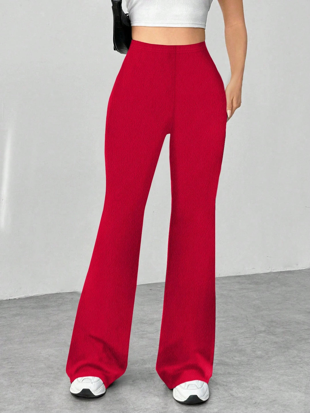 Damen Stretch-Schlaghose mit hoher Taille und weitem Bein Nord Taschen