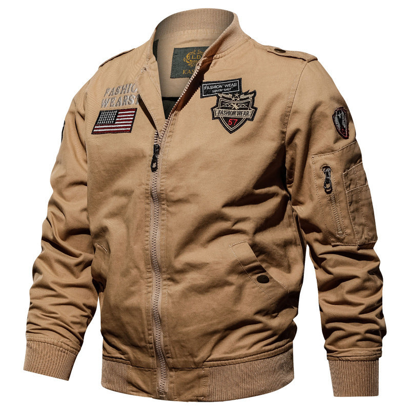 Herren  militärisch inspirierte Bomberjacke mit Patch- und Stick-Details, Ärmeltasche und gerippten Bündchen Nord Taschen