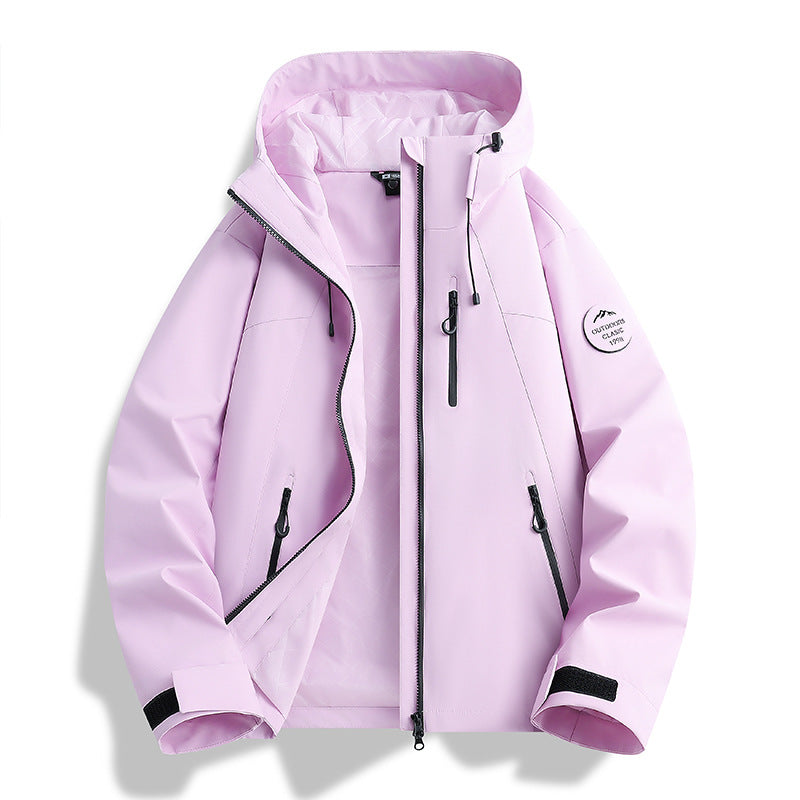 Damen Leichte wasserdichte Kapuzenjacke mit Teddy‑Charm und verdeckten Reißverschlusstaschen Nord Taschen