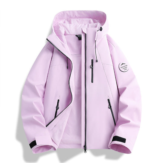 Damen Leichte wasserdichte Kapuzenjacke mit Teddy‑Charm und verdeckten Reißverschlusstaschen Nord Taschen