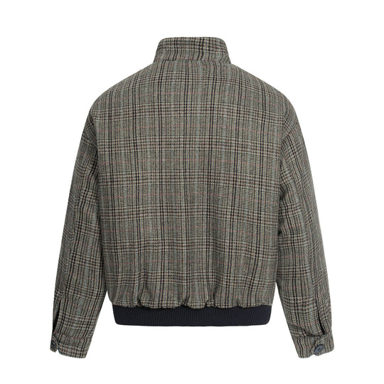 Herren Kurz geschnittener Glencheck-Blouson mit Funnelkragen und Rippenbund Nord Taschen
