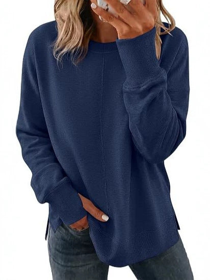 Damen Oversize‑Sweatshirt mit sichtbarer Mittelnaht und Rundhalsausschnitt Nord Taschen