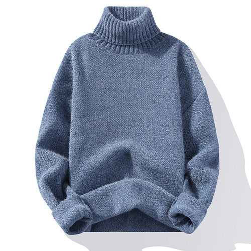 Herren Rollkragenpullover aus Bouclé-Feinstrick mit gerippten Bündchen Nord Taschen
