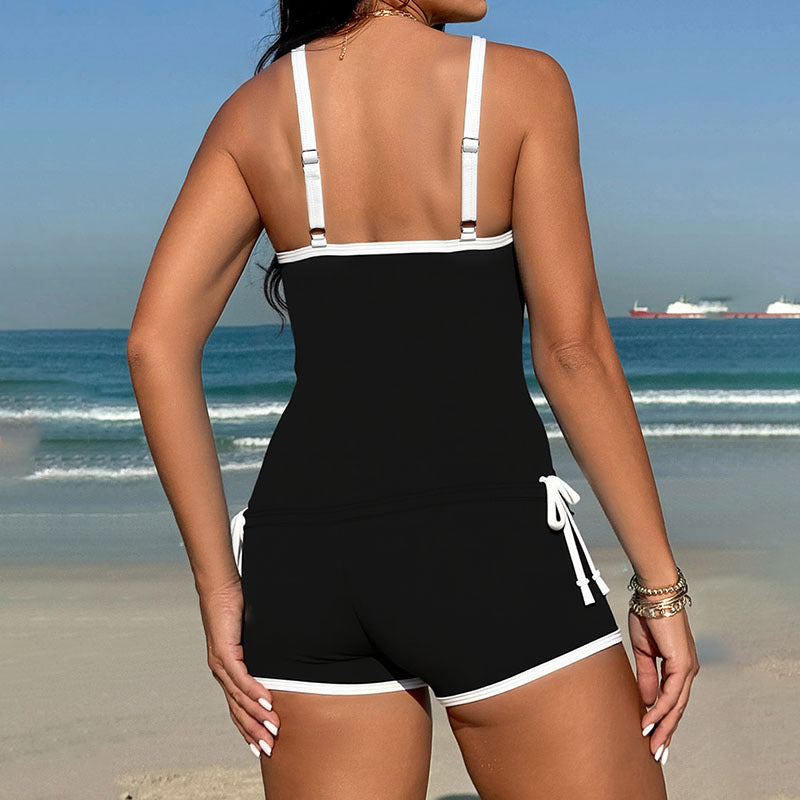 Damen Sportliches Tankini-Set mit hochgezogenem Schnitt und verstellbaren Bändern Nord Taschen