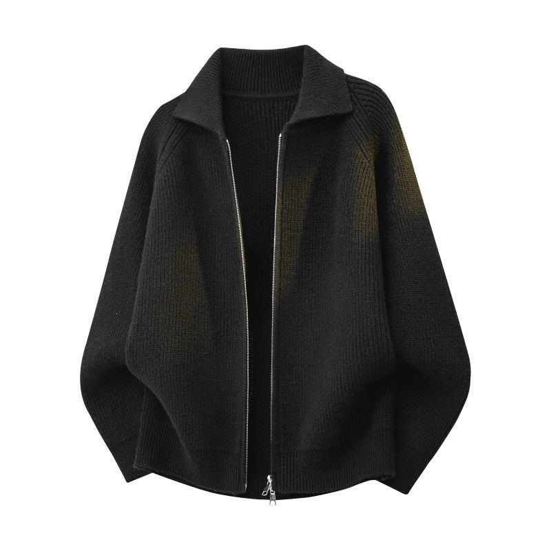 Damen Oversize-Strickjacke mit durchgehendem Reißverschluss, gerippter Struktur & Stehkragen Nord Taschen