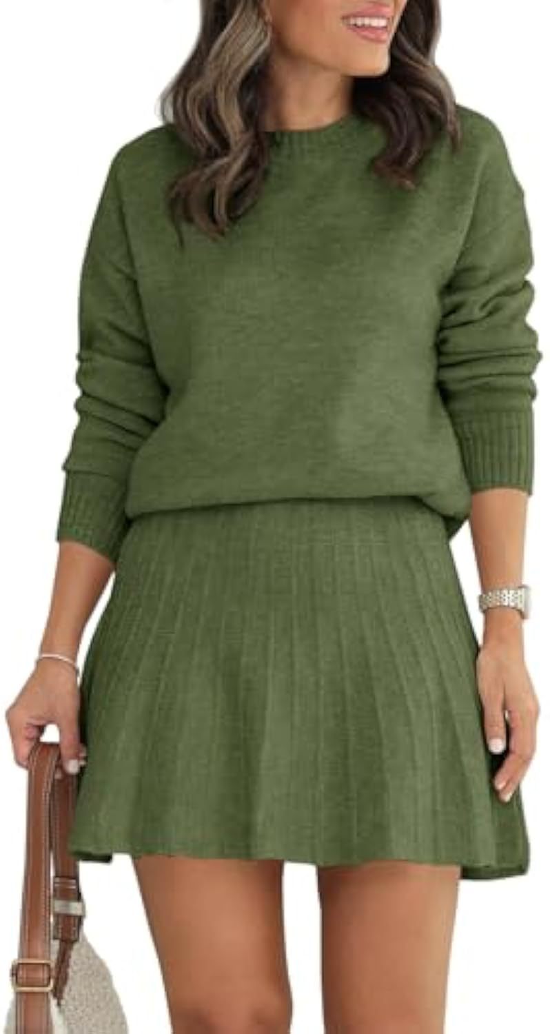 Damen Modisches Strickpullover und Rock-Set Nord Taschen