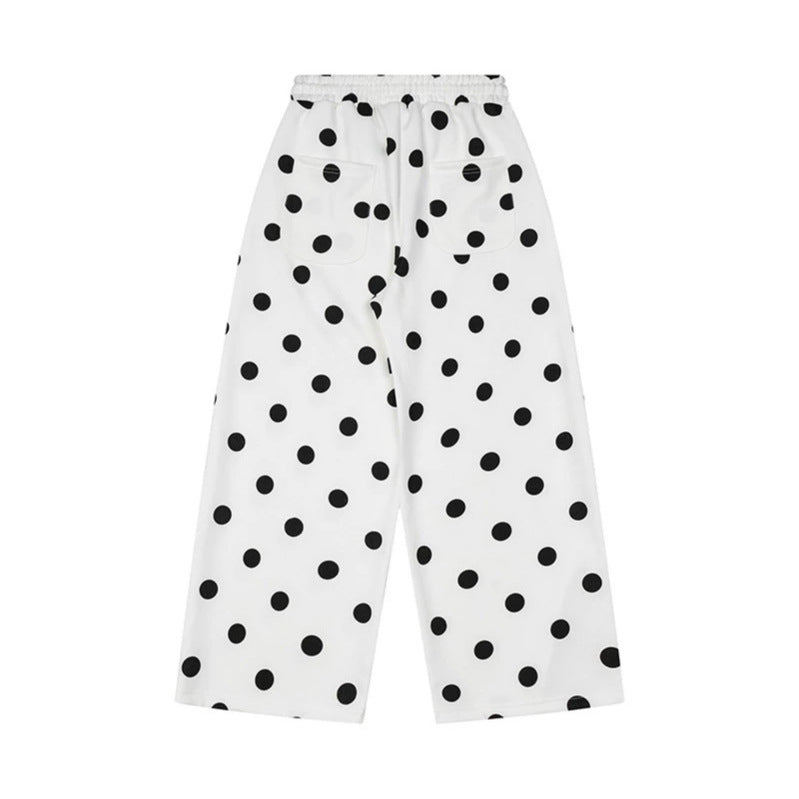 Damen Weite Culotte-Sweathose mit elastischem Komfortbund und Polka-Dot-Print Nord Taschen