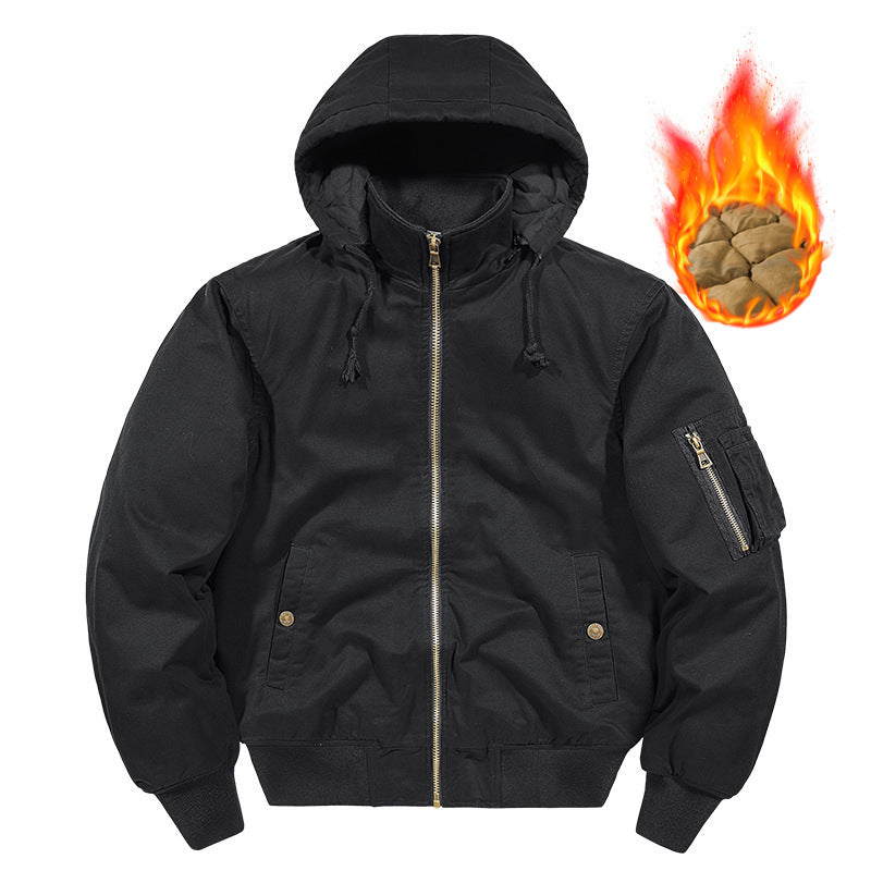 Herren wattierte Kapuzen-Canvas-Fieldjacke mit Ärmeltasche und Thermofutter Nord Taschen