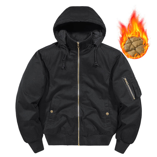 Herren wattierte Kapuzen-Canvas-Fieldjacke mit Ärmeltasche und Thermofutter Nord Taschen