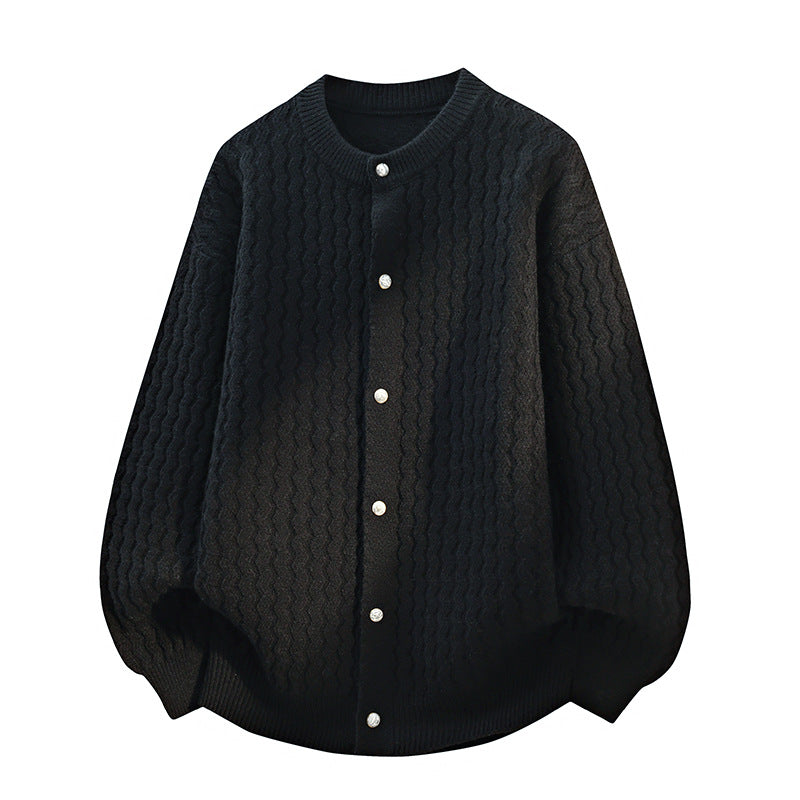 Damen Oversize-Strickjacke mit feiner Strukturstruktur & Perlenknopfleiste Nord Taschen