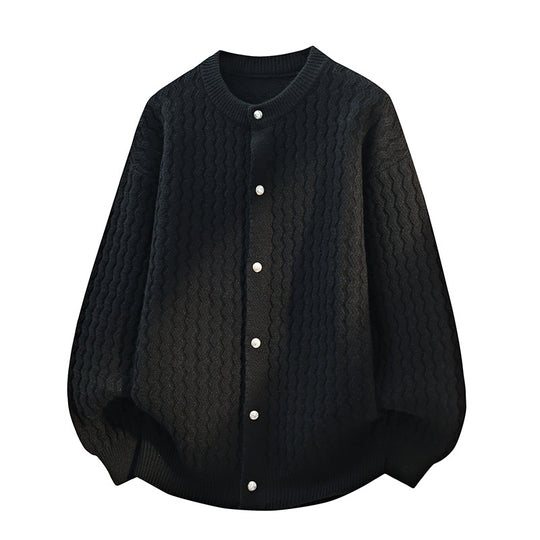 Damen Oversize-Strickjacke mit feiner Strukturstruktur & Perlenknopfleiste Nord Taschen