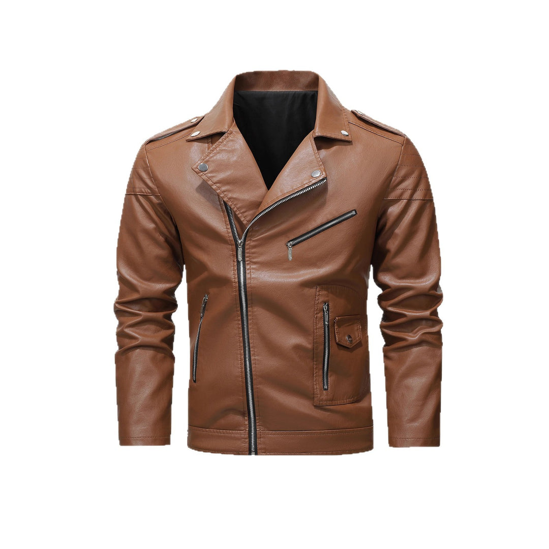 Herren Bikerjacke aus Kunstleder mit asymmetrischem Reißverschluss und gesteppter Schulterpartie Nord Taschen