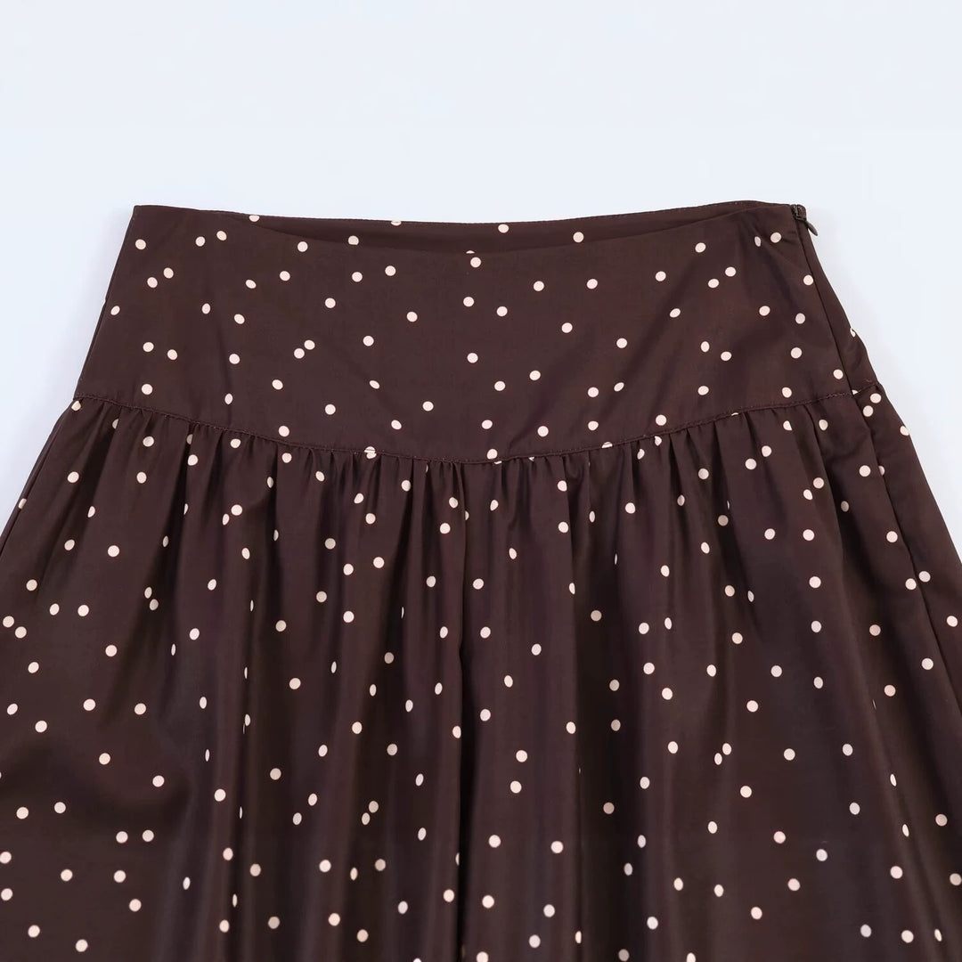 Damen Hochtaillierte Palazzo-Hose mit weitem Bein und gepunkteter Satin-Optik Nord Taschen