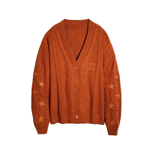 Damen Strickcardigan mit Zopfstrick, Stern‑Stickerei und Glanzfäden Nord Taschen