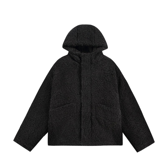 Damen Oversize Sherpa‑Kapuzenjacke mit verdeckter Frontblende und aufgesetzten Taschen Nord Taschen