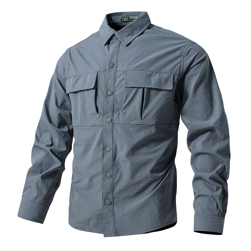 Herren Leichte Hemdenjacke im Utility‑Stil mit aufgesetzten Brustklappen und Knopfleiste Nord Taschen