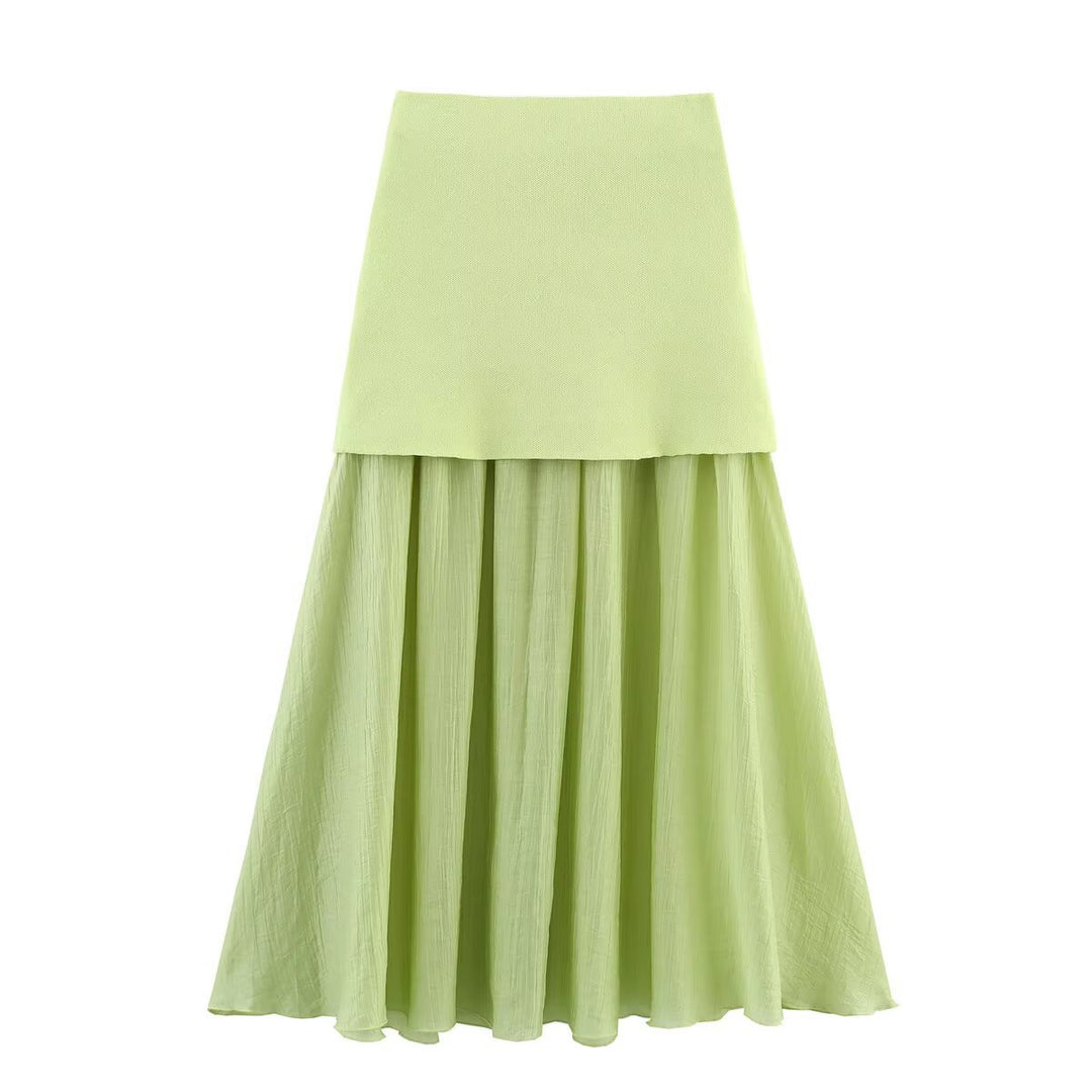 Damen Zweilagiger Chiffon-Maxirock mit glattem Hüftbesatz und A‑Linien‑Fall Nord Taschen