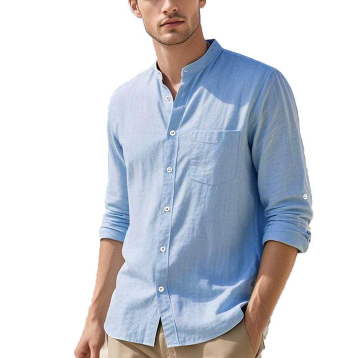 Herren Hemd im eleganten Henley-Stil mit strukturierter Baumwolle