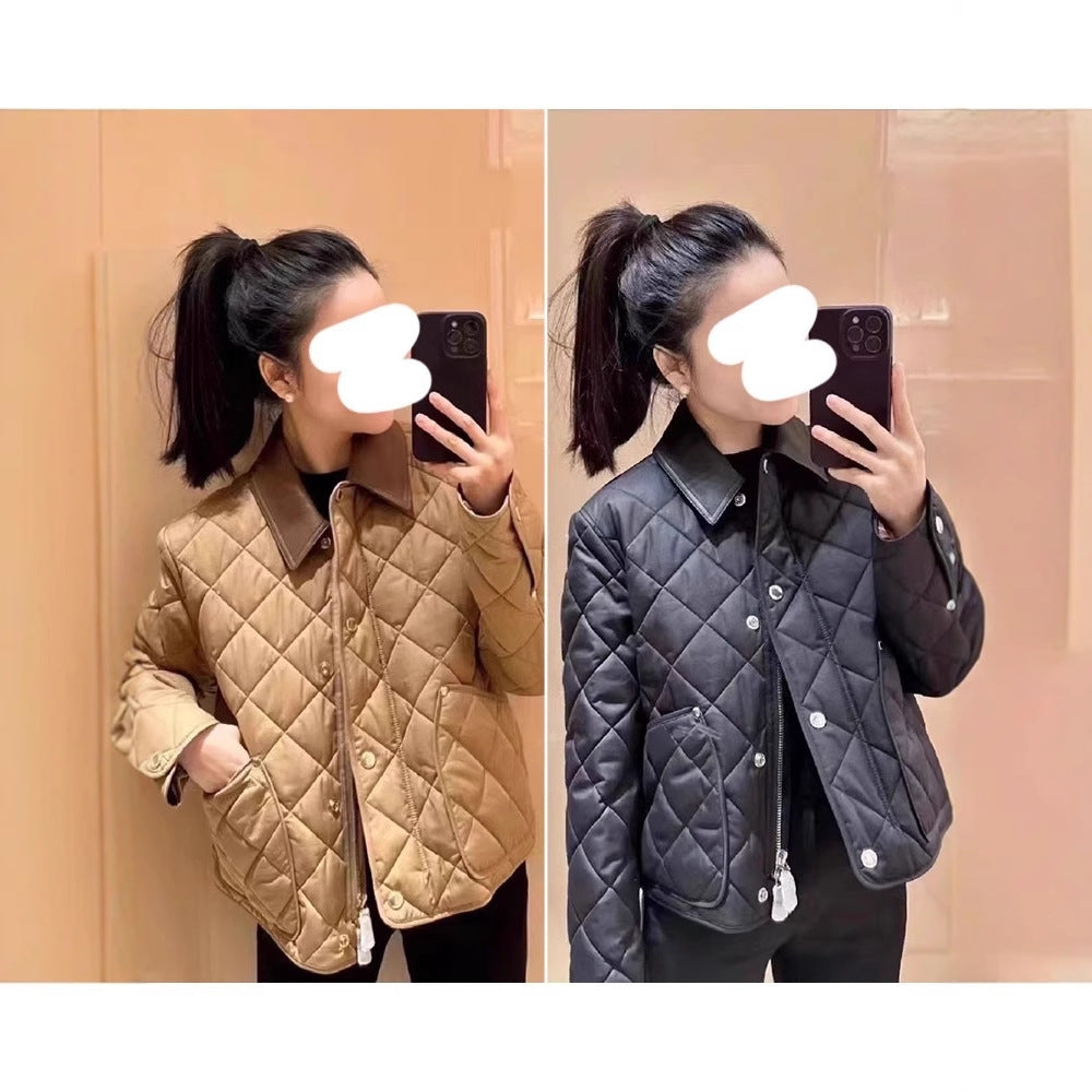 Damen Steppjacke mit hochwertigem Lederkragen Nord Taschen