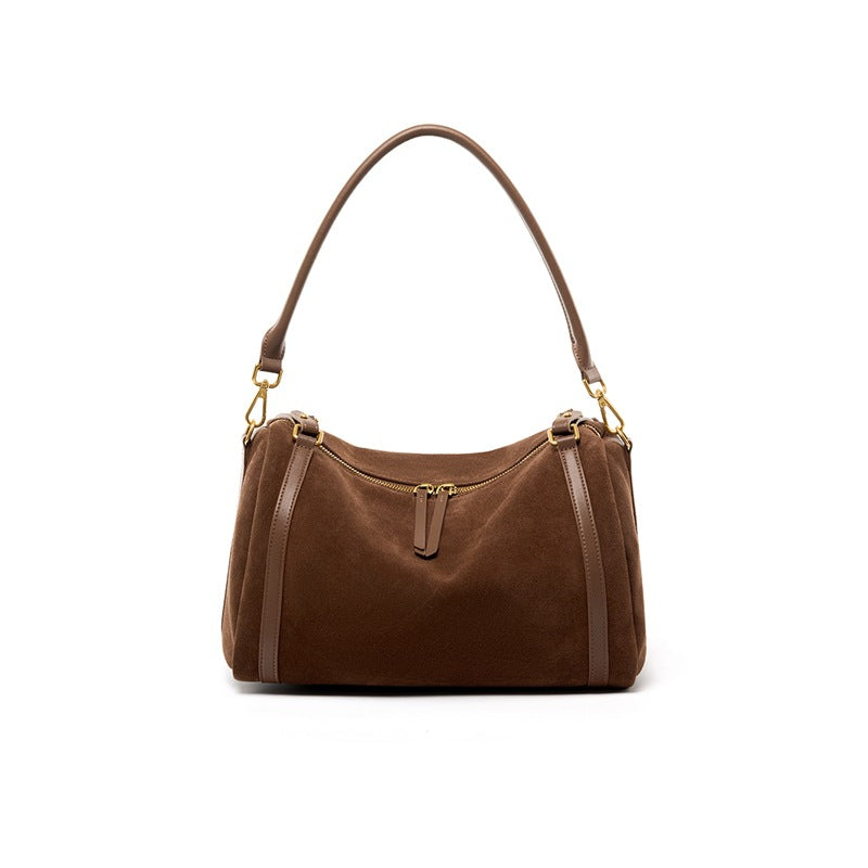 Damen Hobo-Tasche aus weichem Wildleder mit goldenen Akzenten Nord Taschen