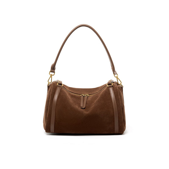 Damen Hobo-Tasche aus weichem Wildleder mit goldenen Akzenten Nord Taschen