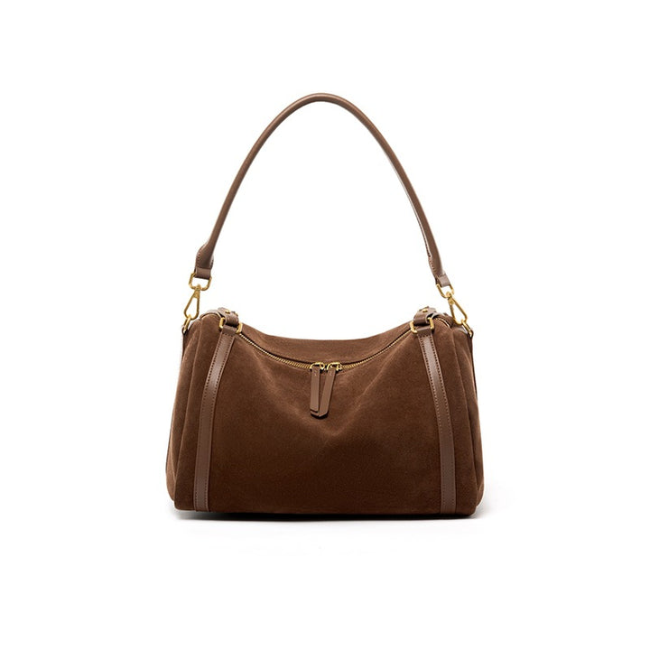 Damen Hobo-Tasche aus weichem Wildleder mit goldenen Akzenten Nord Taschen