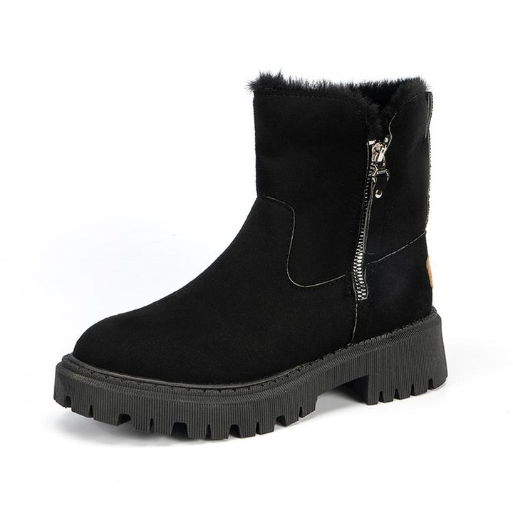 Damen  gefütterte Kurzstiefel aus Veloursoptik mit Teddy-Futter und seitlichem Reißverschluss Nord Taschen