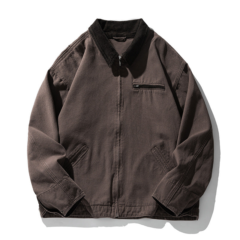 Unisex Boxy Canvas-Overshirtjacke mit Cordkragen und Brust-Reißverschlusstasche Nord Taschen